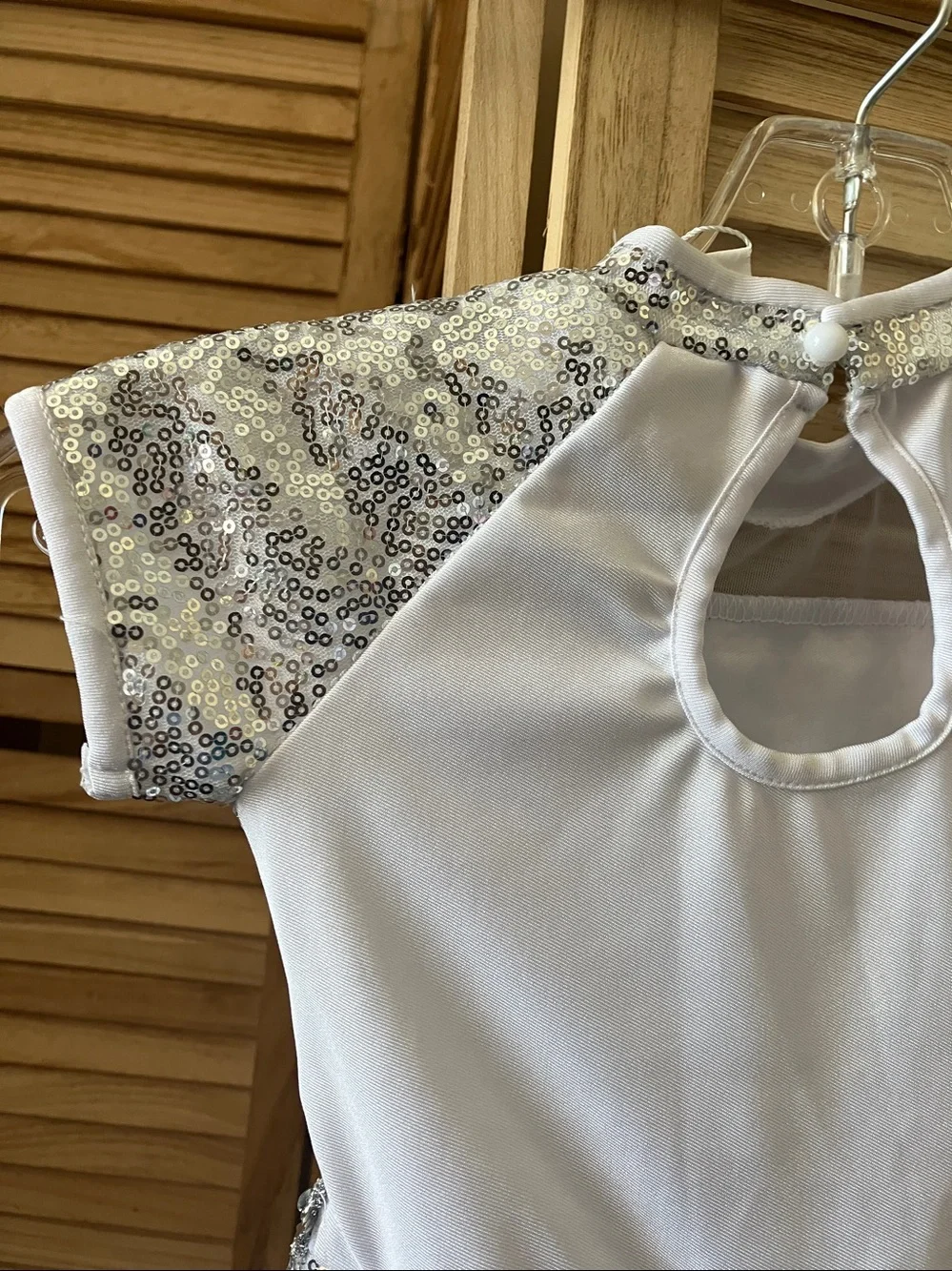 Silver Sequin Kids' Dance Costume with Feather Trim 3-4 years NWT